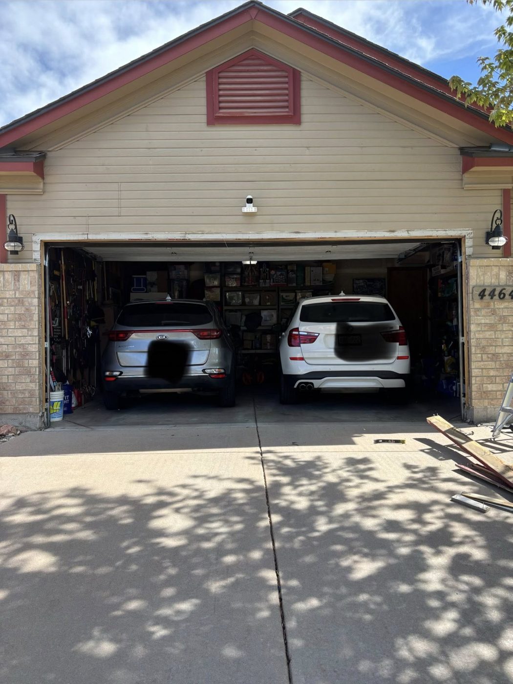 Garage door trim before repair