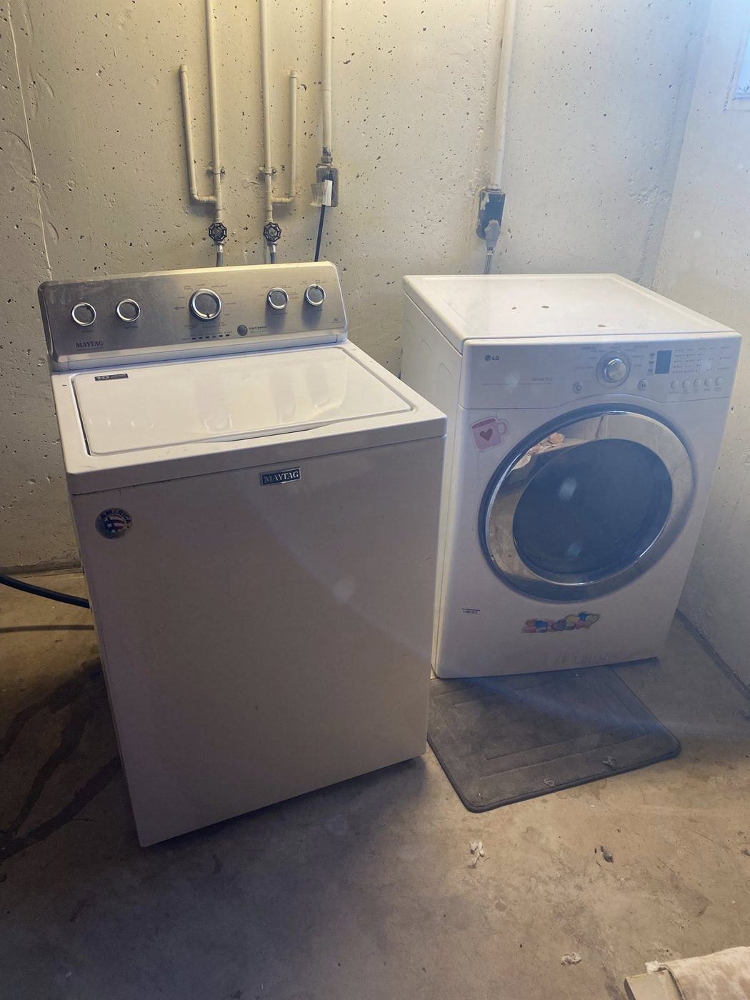 Washer and dryer installed